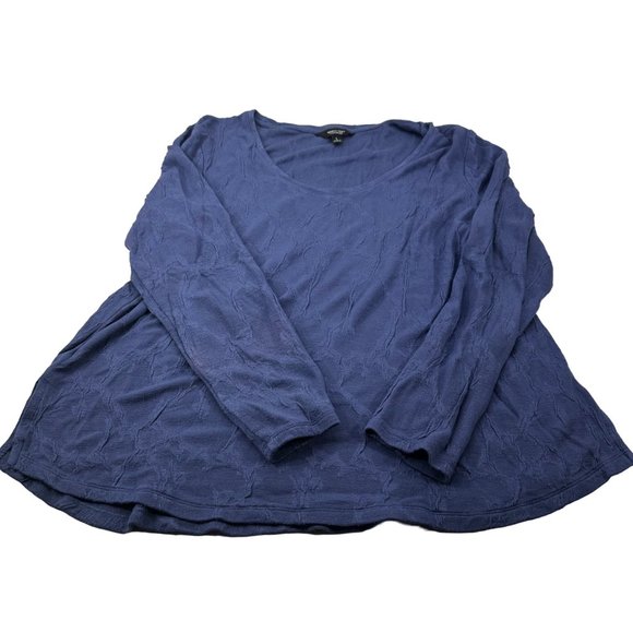 Simply Vera Vera Wang Women's Size Large Top Long Sleeve Textured Material Blue - Picture 1 of 13